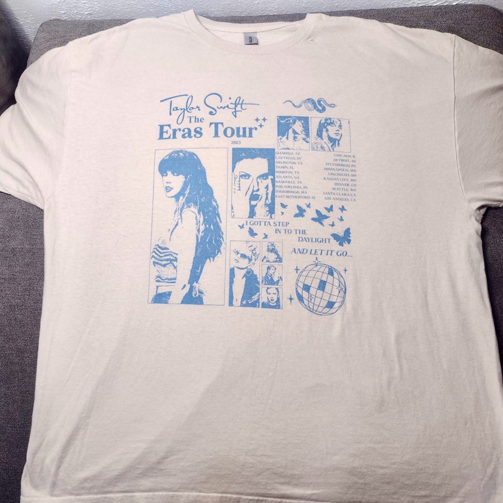 Taylor Swift The Eras New Tour Off and Blue White Short Sleeve T-Shirt 2X